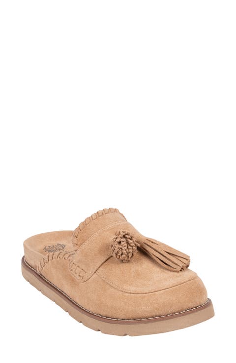 Lenox Faux Suede Tassel Clog