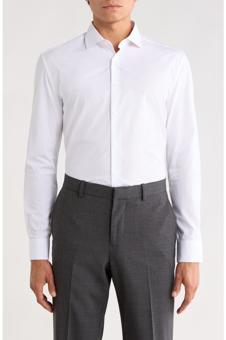 White Knight Modern Tailored Fit Wrinkle Resistant Button-Up Shirt, Main, color, WHITE
