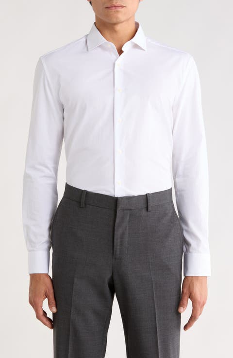 White Knight Modern Tailored Fit Wrinkle Resistant Button-Up Shirt