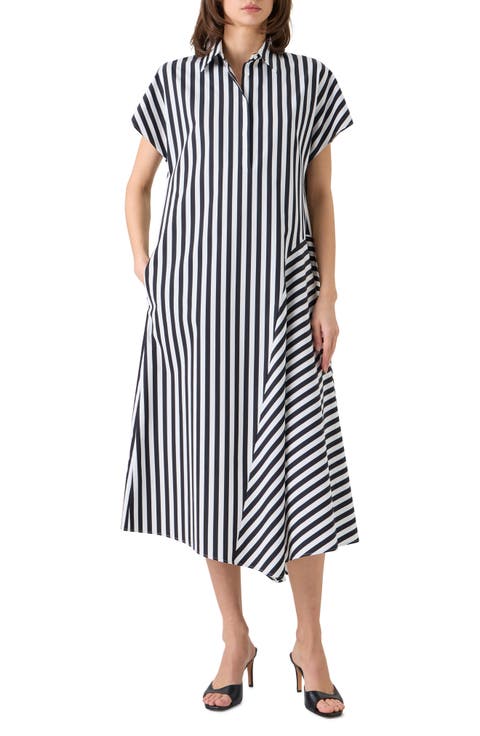 Kodak Stripe Cotton Poplin Midi Shirtdress
