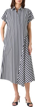 Akris punto Kodak Stripe Cotton Poplin Midi Shirtdress