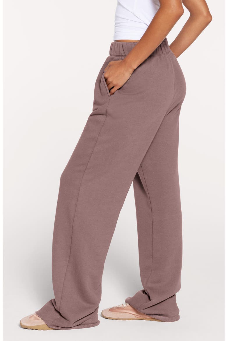 Raw Hem Wide Leg Sweatpants, Alternate, color, COCOA