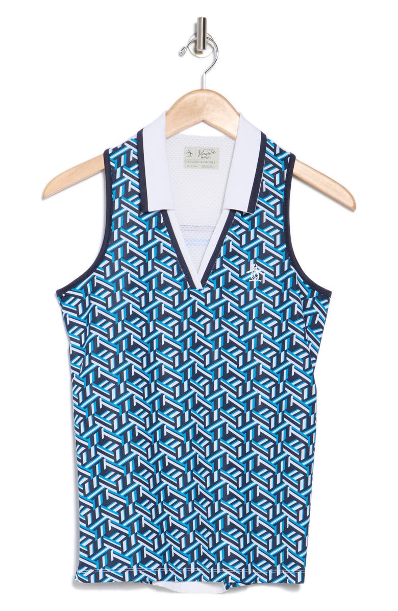 Original Penguin Sleeveless Geoprint Performance Tank Top, Alternate, color,