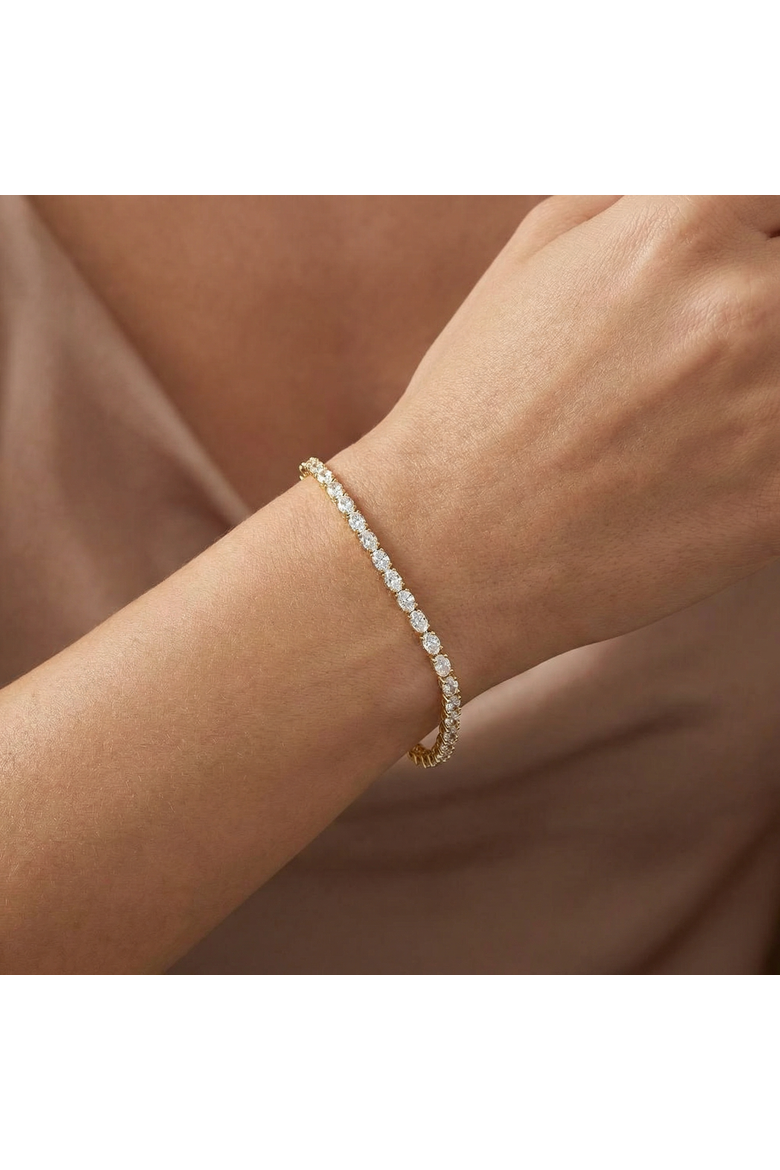 4.5Ct Oval Cut Diamond Tennis Bracelet 7" 14k Gold Lab Grown, Alternate, color, 14k Yellow Gold