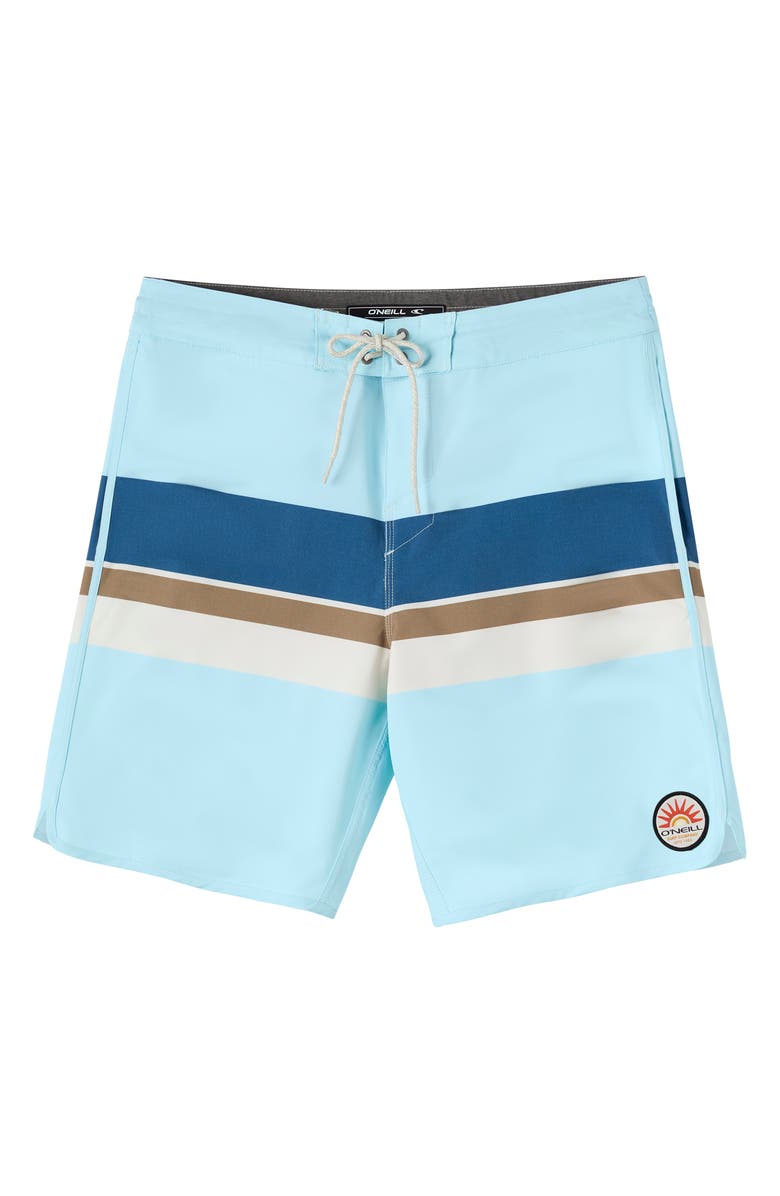 O'Neill Cruzer Stripe Scallop Swim Trunks, Alternate, color, Sky Blue