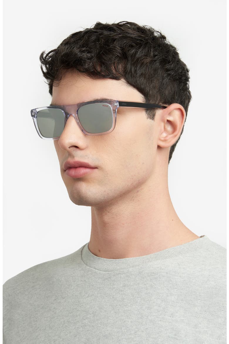 Gender Inclusive HG 1297/S 54mm Square Sunglasses, Alternate, color, CLEAR