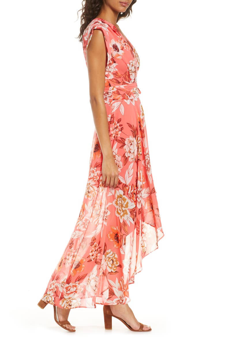 Surplice High/Low Chiffon Maxi dress, Alternate, color, PINK