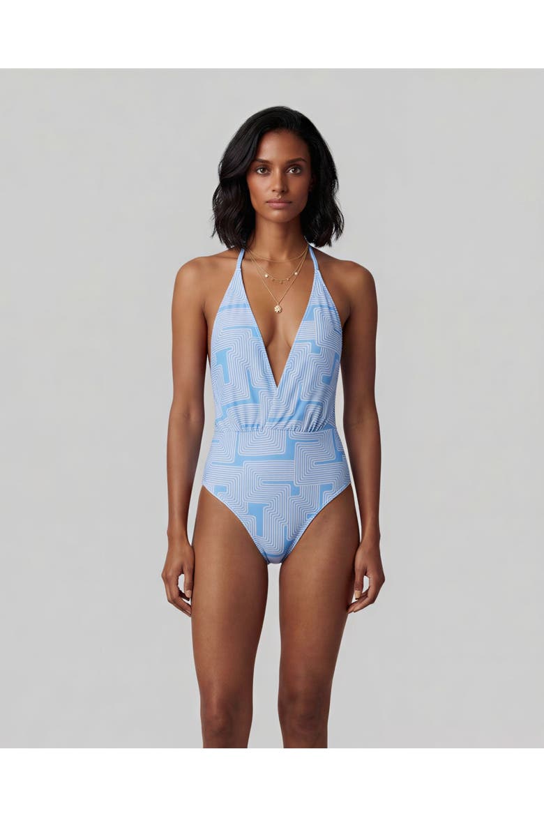 Inter Twine Womens Halter One-Piece Swimsuit, Main, color, Inter Twine Blue