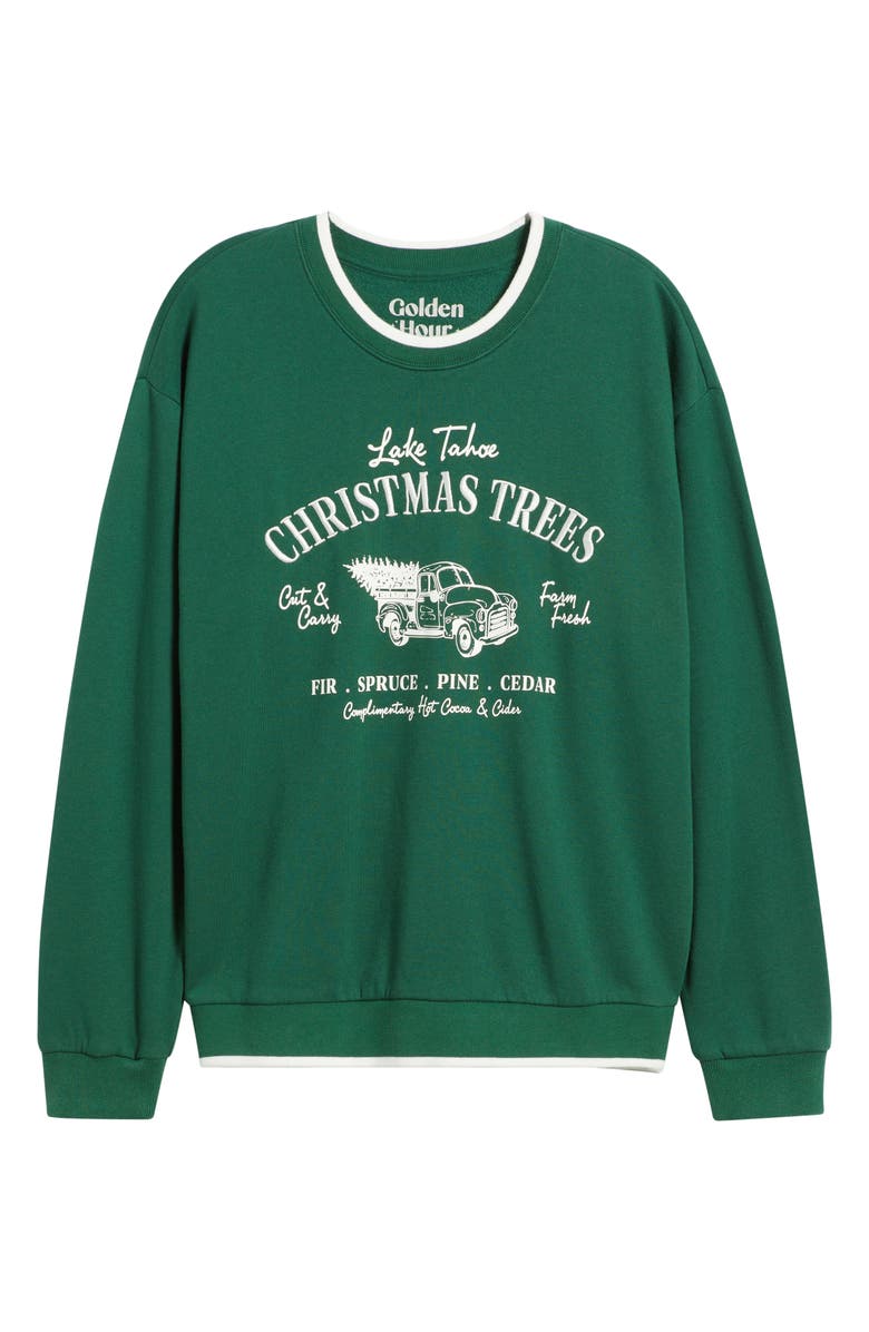 GOLDEN HOUR Holiday Tree Farm Graphic Sweatshirt, Alternate, color, Washed Forest/ Marshmallow