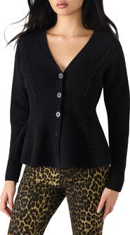 Steve Madden Courtney Rib Peplum Cardigan