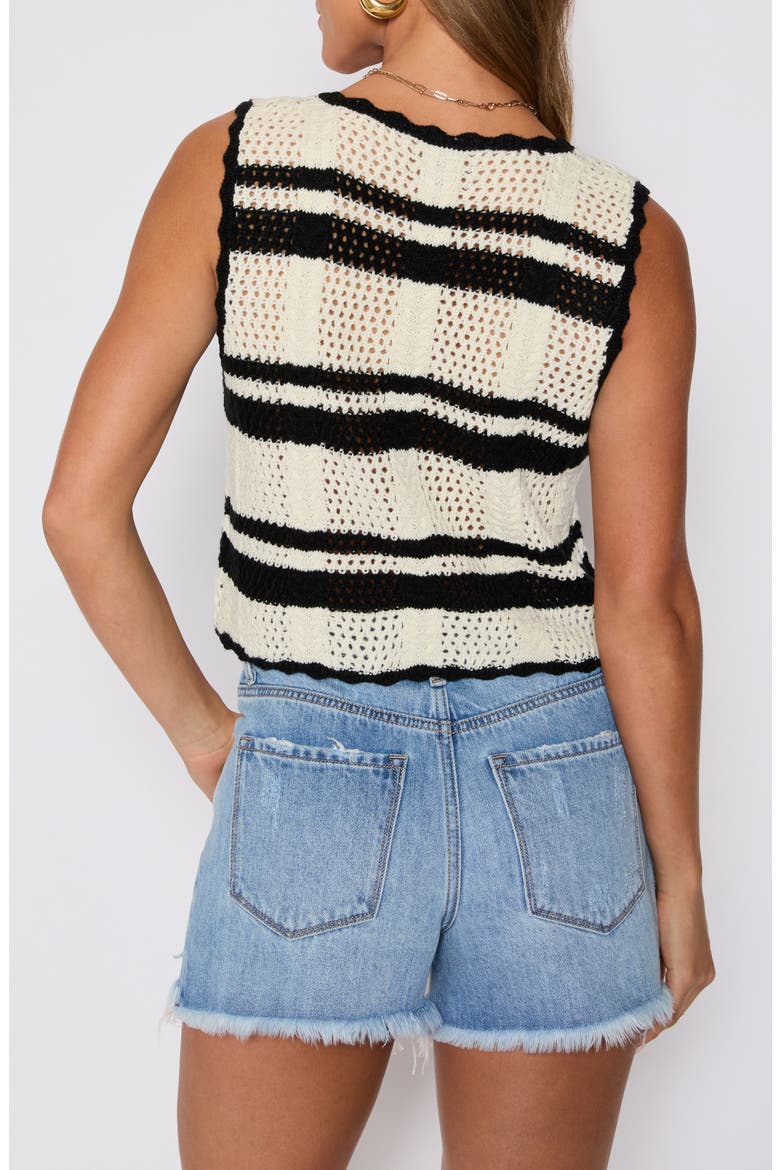 Meghan Stripe Open Stitch Sweater Vest (Nordstrom Exclusive), Alternate, color, CREAM/ BLACK