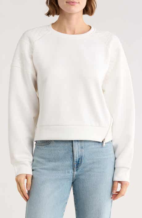 DKNY Asymmetrical Zip Quilted Sleeve Pullover