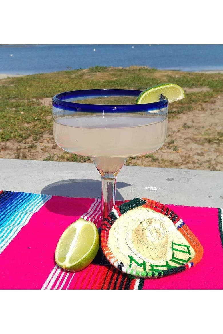 Rim Margarita Glasses - Set of 4, Alternate, color, Cobalt Rim