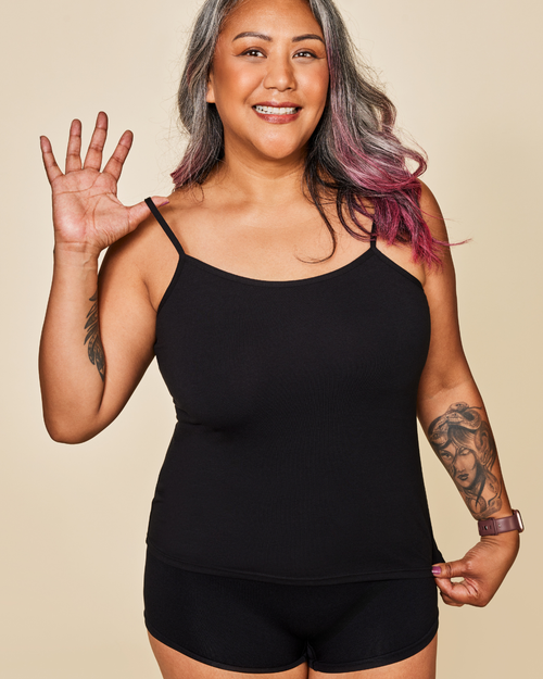 Meadow Luna Cotton Cami In Black