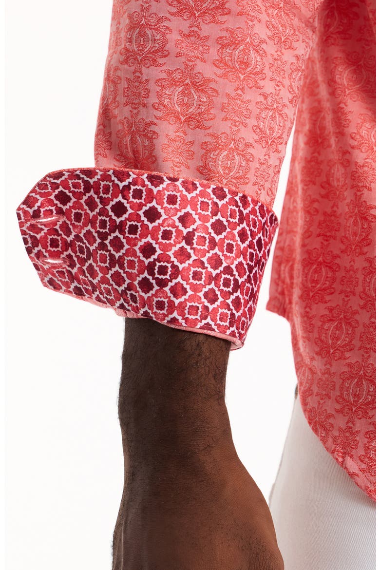 Stellman Cotton Button-Up Shirt, Alternate, color, CORAL