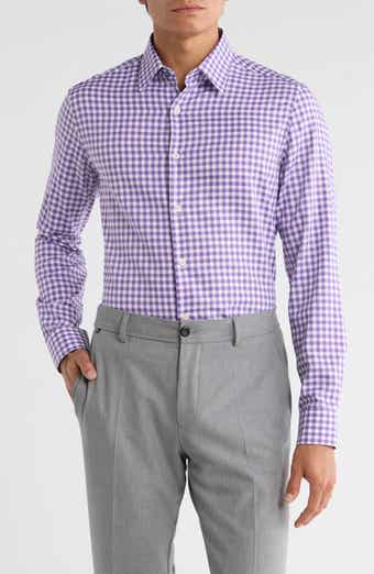 Duchamp Slim Fit Check Stretch Cotton Dress Shirt