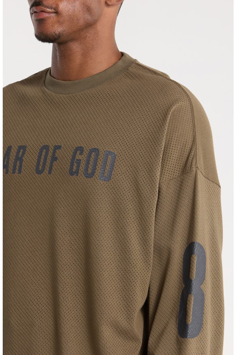 Merch Oversize Long Sleeve Cotton Mesh Graphic T-Shirt, Alternate, color, MOSS
