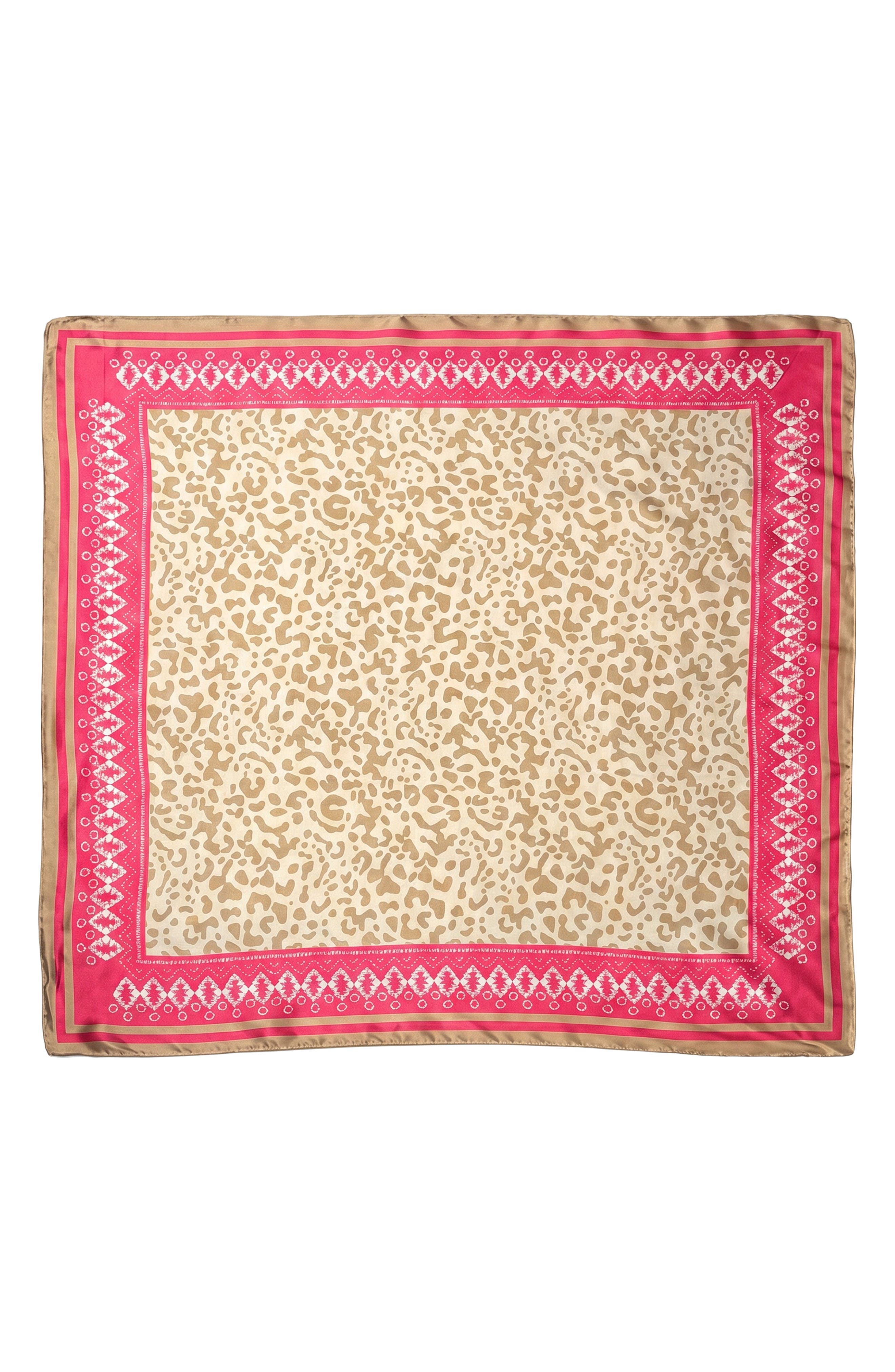 Nicole Miller Leopard Satin Square Scarf