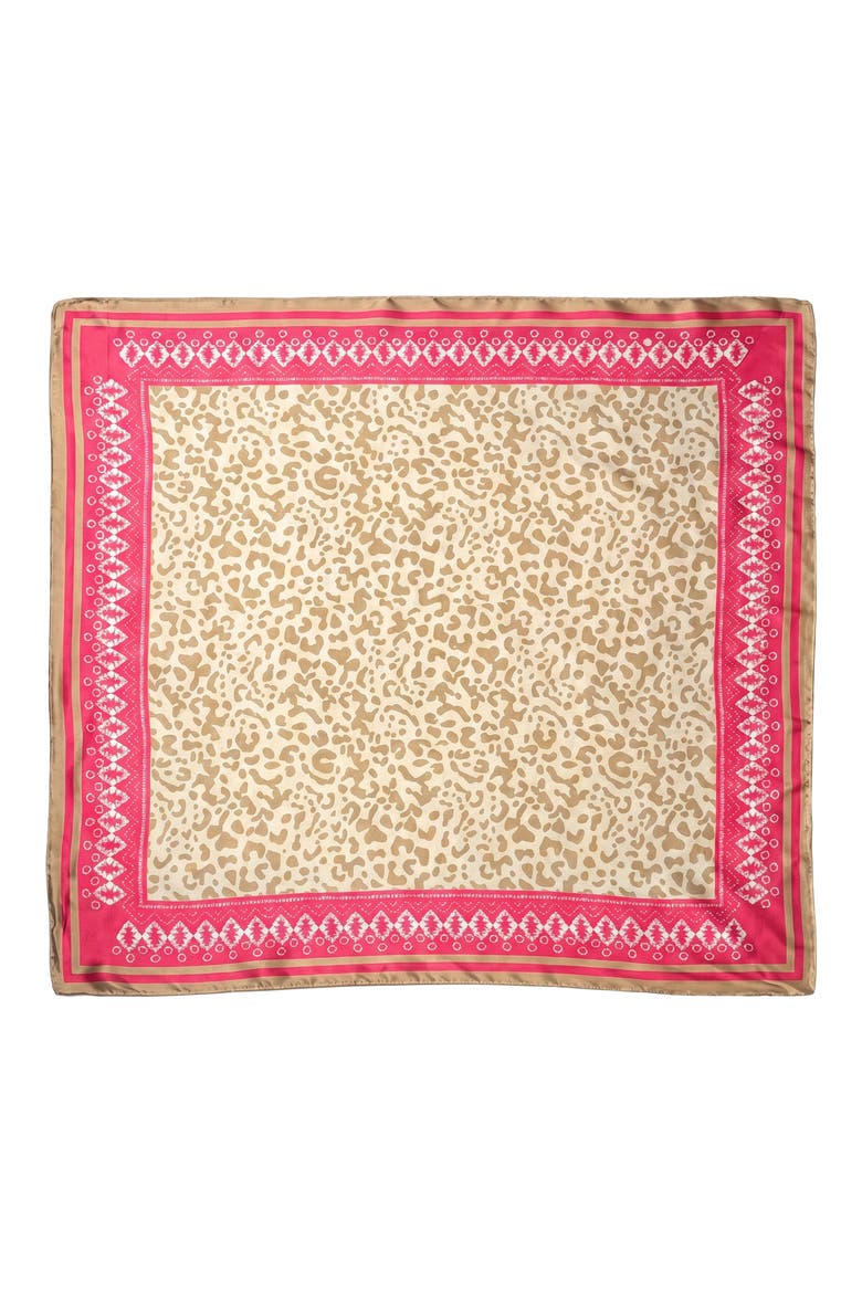 Leopard Satin Square Scarf, Main, color, LEOPARD