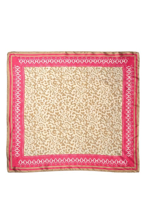 Leopard Satin Square Scarf