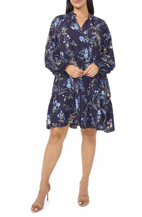 CeCe Floral Long Sleeve Babydoll Dress