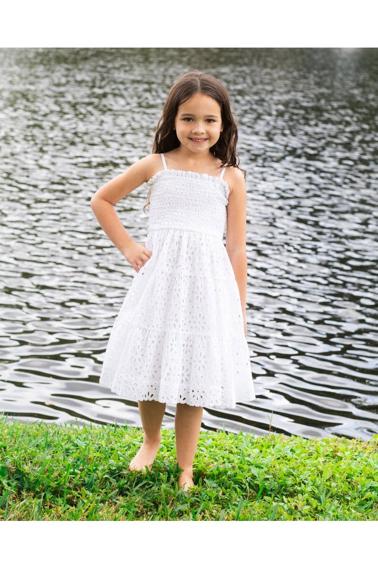 Lila Smocked Eyelet Tiered Dress, Alternate, color, Fresh White Eyelet