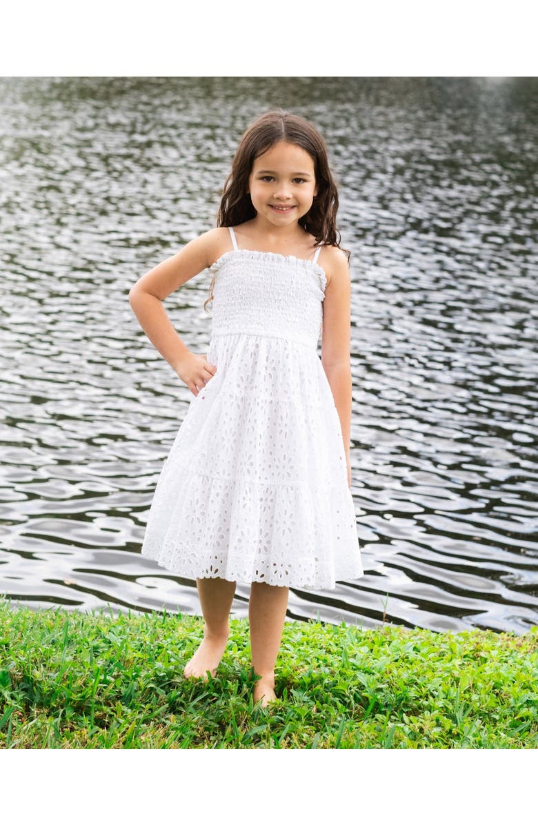 Change of Scenery Lila Smocked Eyelet Tiered Dress, Alternate, color, Fresh White Eyelet
