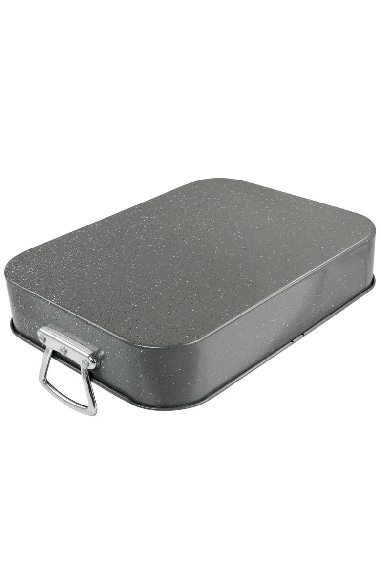 Gibson Greystone 2 Piece Carbon Steel 16.25in. Turkey Roaster Set, Alternate, color, Grey