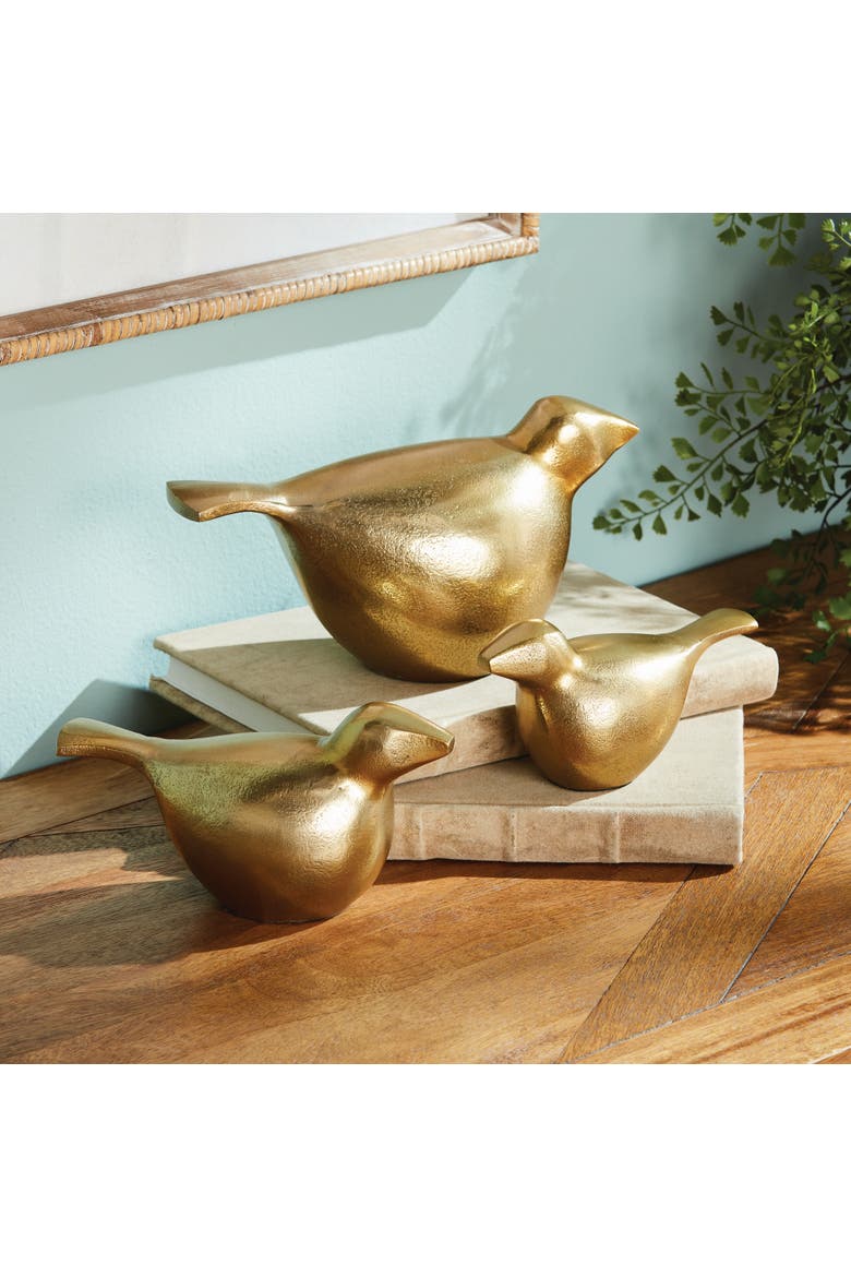 Birds Of A Feather Sculptures Decorative Objects Set of 3, Alternate, color, Gold