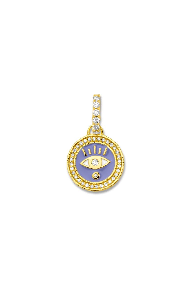 Enameled Evil Eye Charm with Diamonds, Main, color, Periwinkle