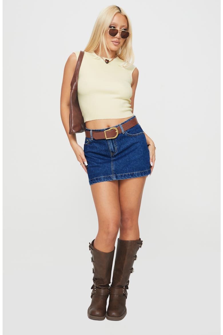 Nickei Denim Miniskirt, Alternate, color, BLUE