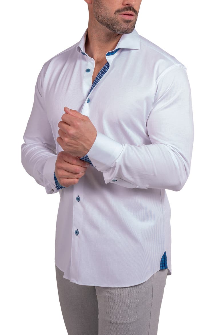 Einstein Stretch Ascension Contemporary Fit Button-Up Shirt, Alternate, color, WHITE