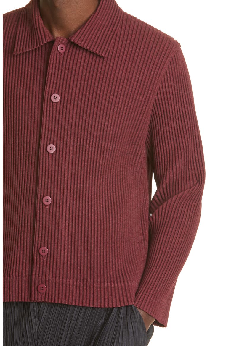 Pleated Shirt Jacket, Alternate, color, BORDEAUX