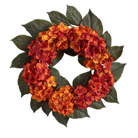 20-in Autumn Hydrangea Artificial Wreath