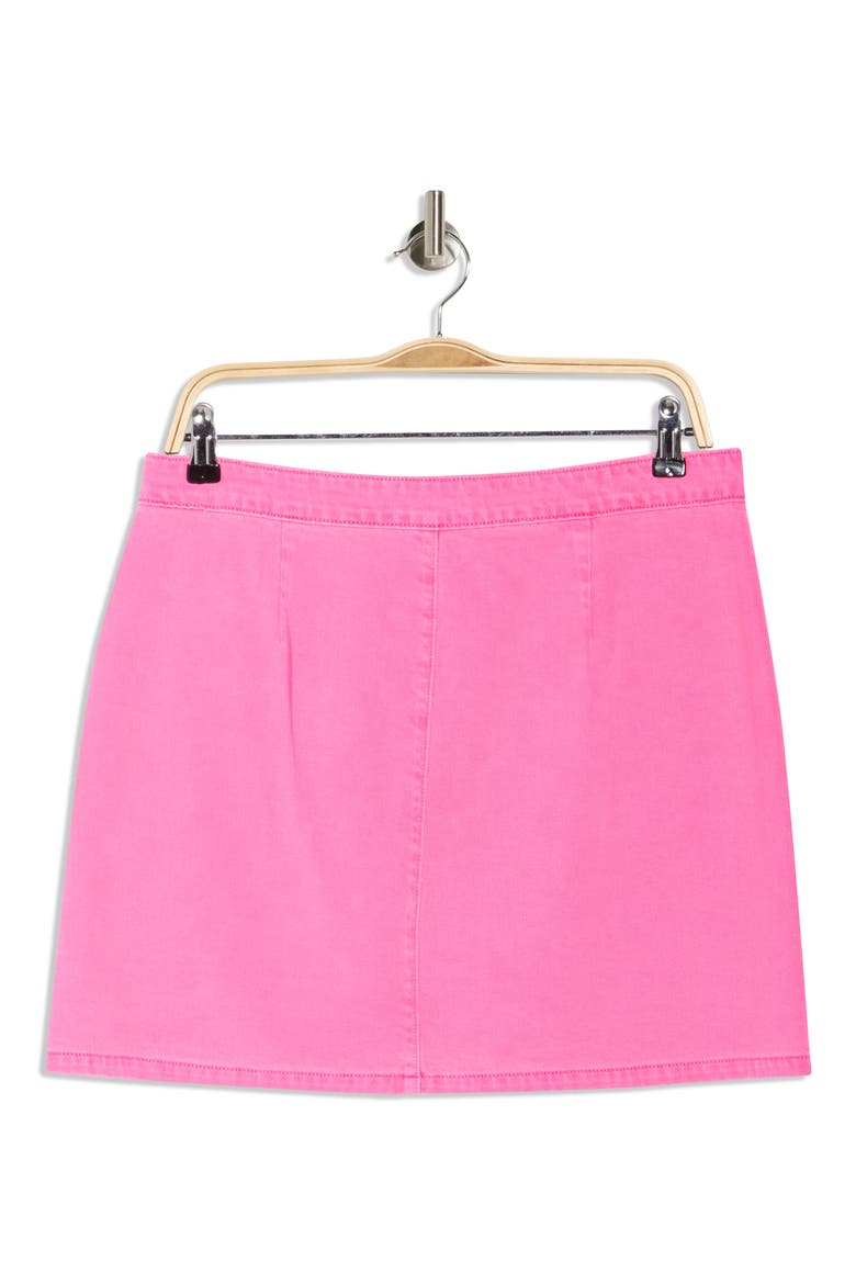 Kris Button Front Cotton A-Line Miniskirt, Alternate, color, PINK GLO