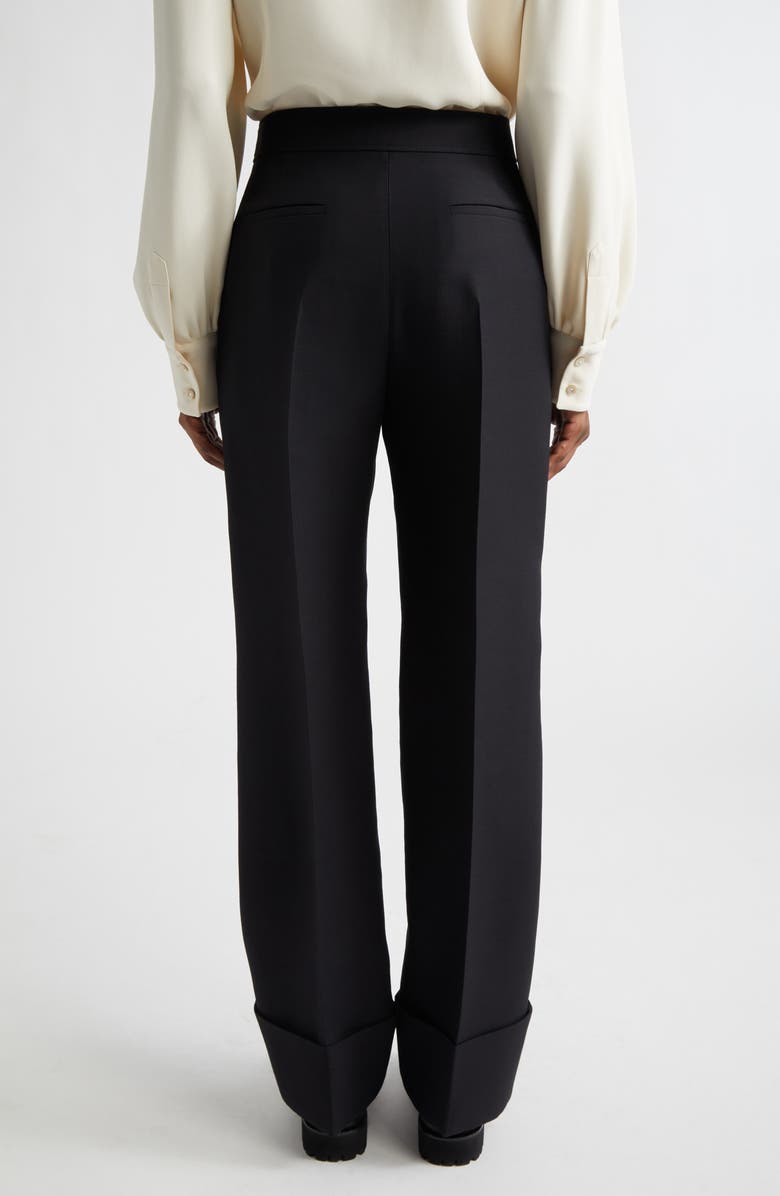 Valentino Crepe Couture Straight Leg Pants, Alternate, color, Black