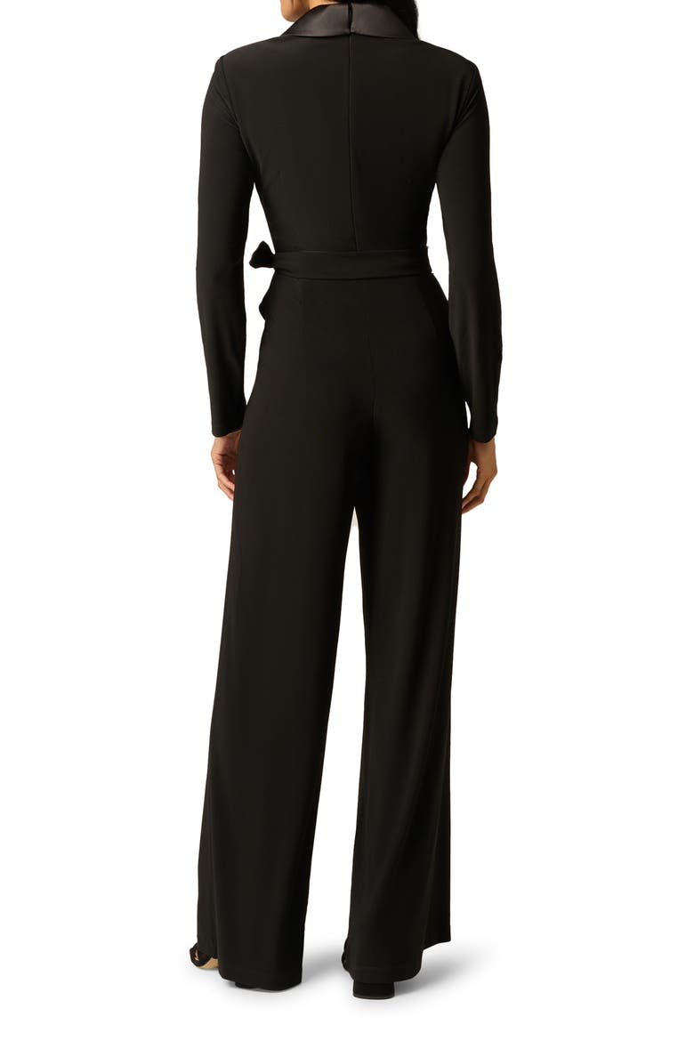 Satin Lapel Tuxedo Jumpsuit, Alternate, color, BLACK