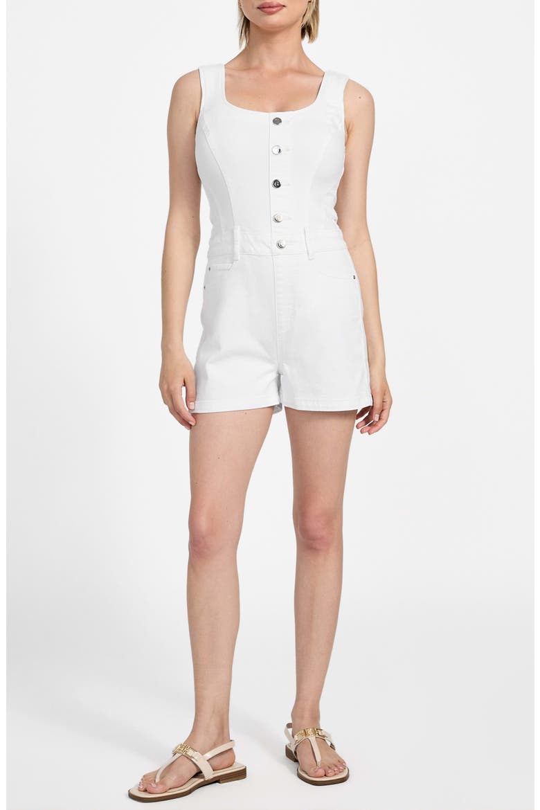 Sunni Denim Romper, Main, color, PURE WHITE