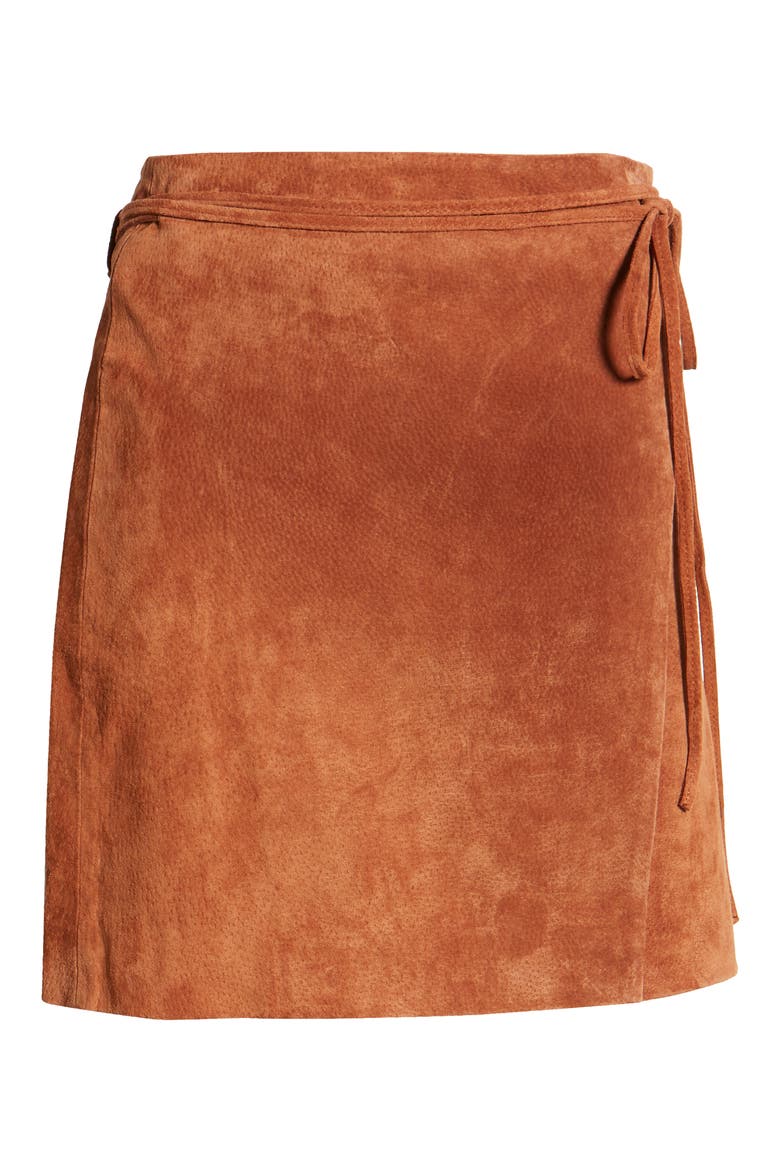 Suede Wrap Miniskirt, Alternate, color, MUD PIE