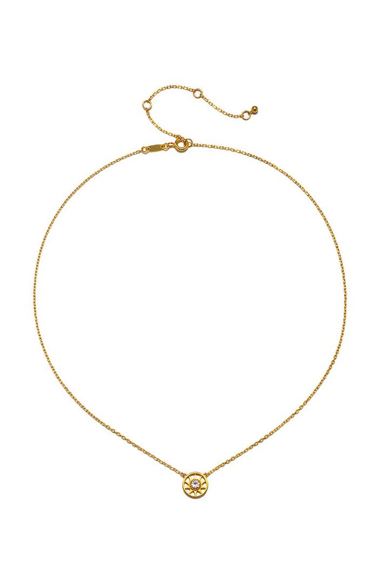 Satya Jewelry New Day White Topaz Sun Necklace, Alternate, color, Gold