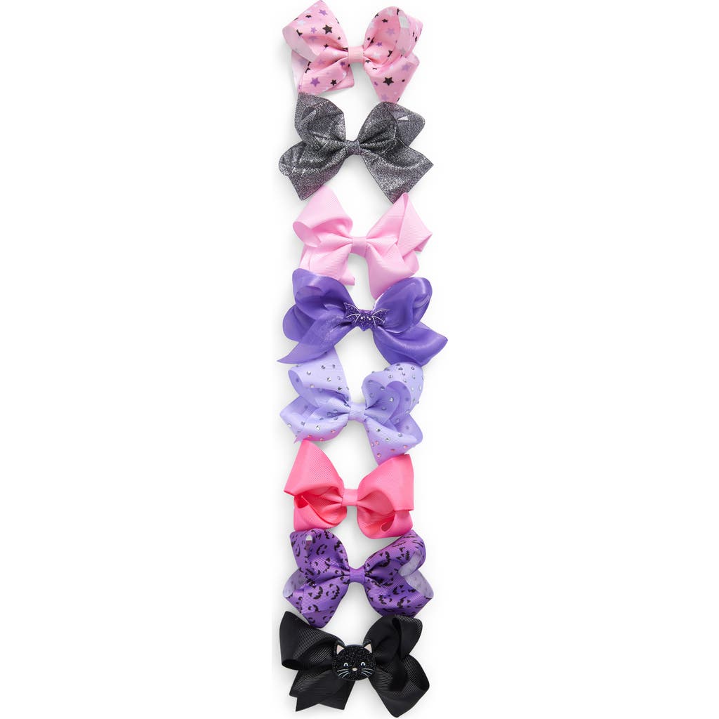 Capelli New York Kids' Set Of 8 Assorted Halloween Bows In Purple