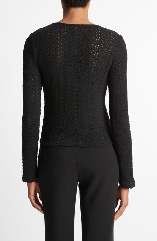Vince Open Stitch Cardigan In Black