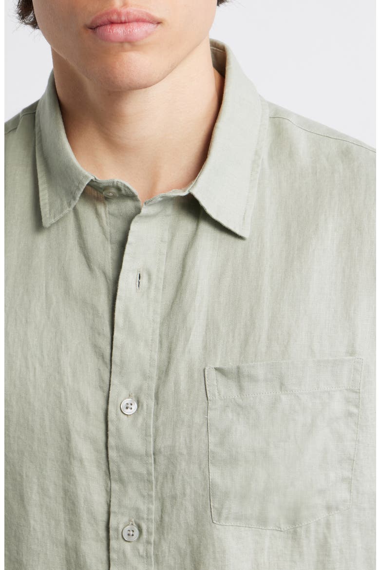 Classic Fit Short Sleeve Linen Shirt, Alternate, color, MATCHA