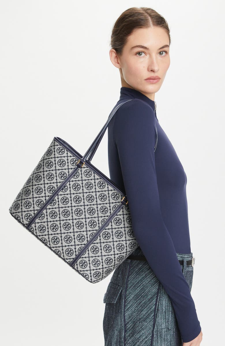 Tory Burch Small T Monogram Jacquard Tote, Alternate, color,