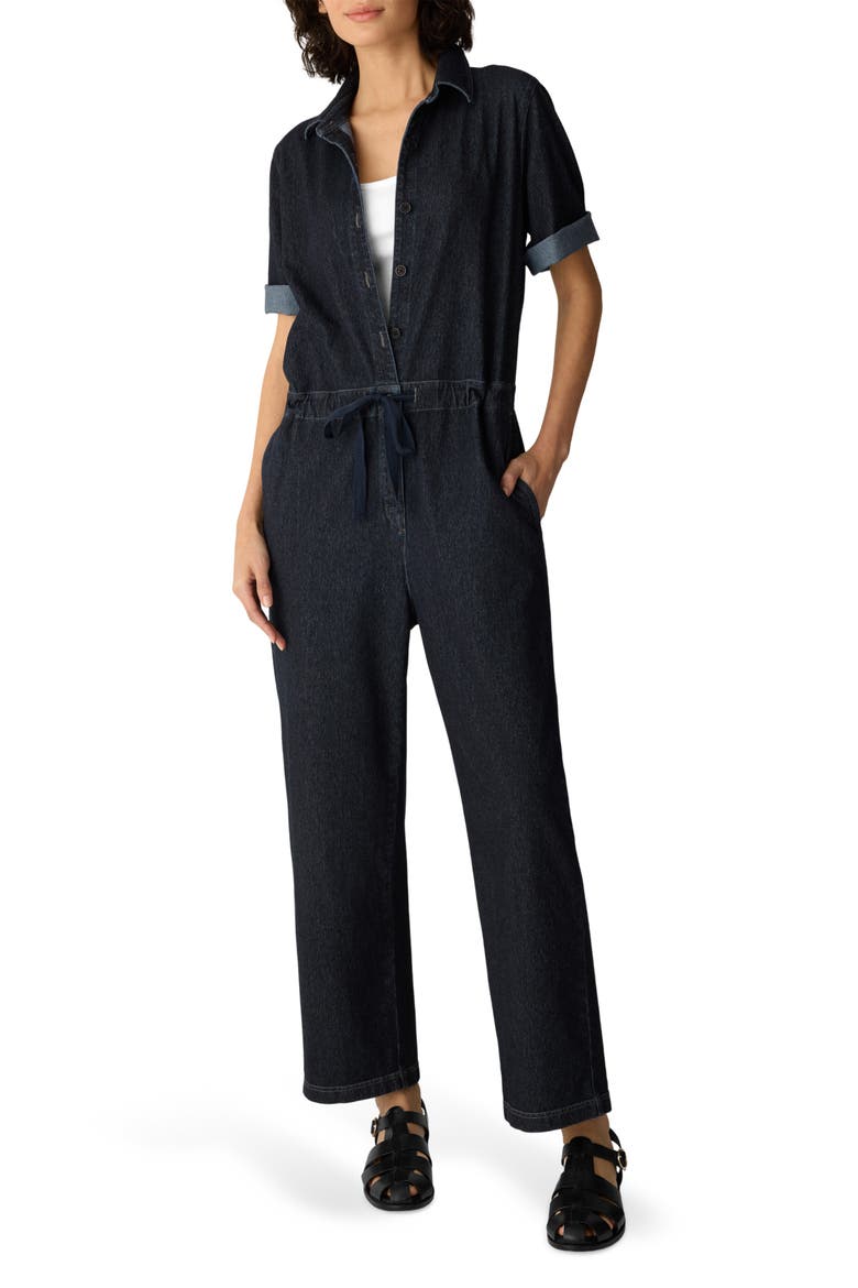 Organic Cotton Stretch Ankle Jumpsuit, Main, color, DARK WASH