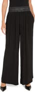 NIC+ZOE Faux Leather Waistband Wide Leg Pants