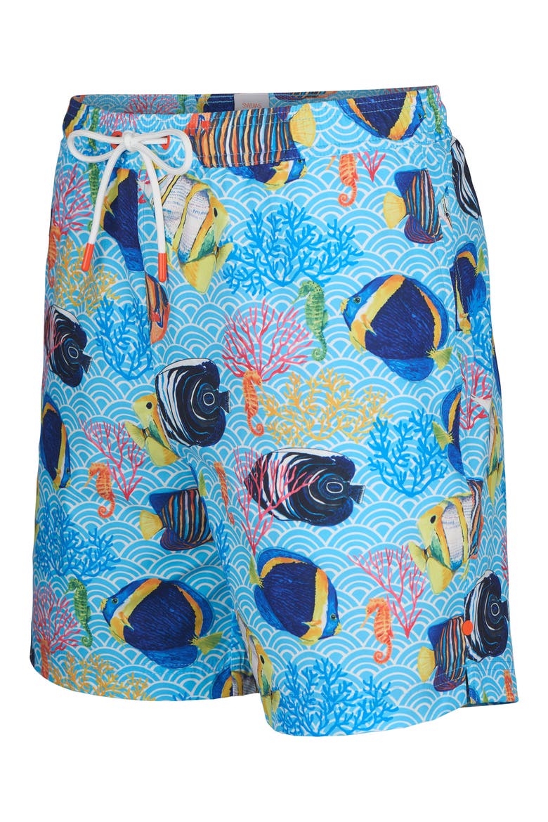 Paros Printed Swim Trunks, Alternate, color, SPRAY BLUE