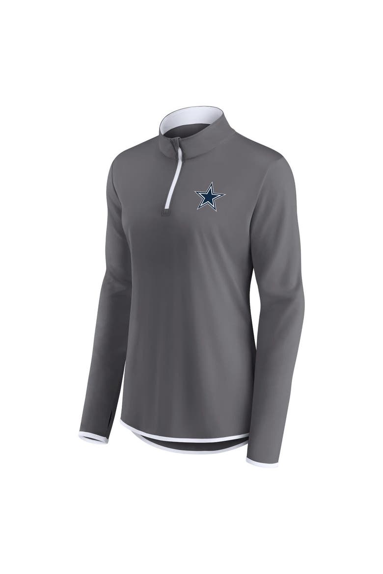 Women's Fanatics Branded Gray Dallas Cowboys Corner Long Sleeve 1/4 Zip Top, Alternate, color, Gray