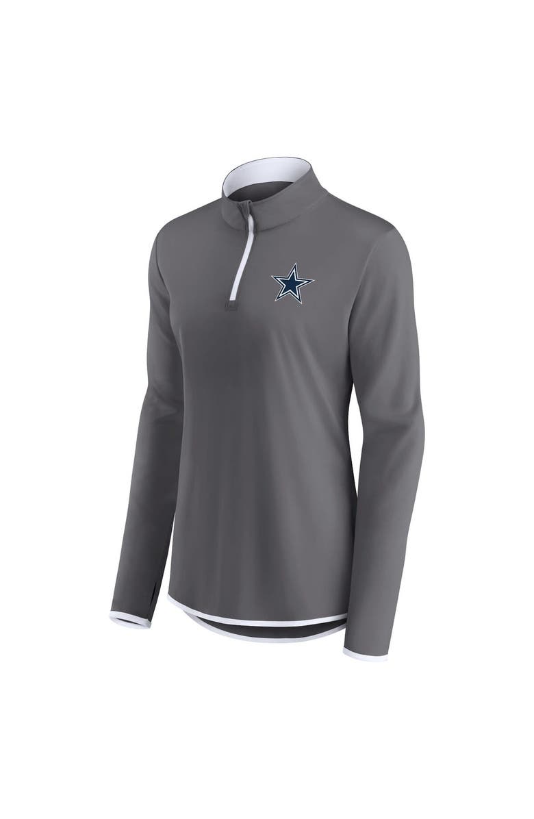 FANATICS Women's Fanatics Branded Gray Dallas Cowboys Corner Long Sleeve 1/4 Zip Top, Alternate, color, Gray