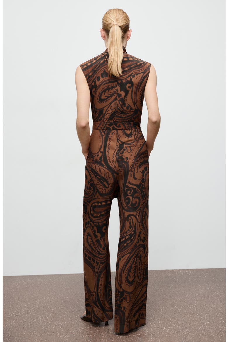 Paisley Sleeveless Jumpsuit, Alternate, color, BURNT ORANGE